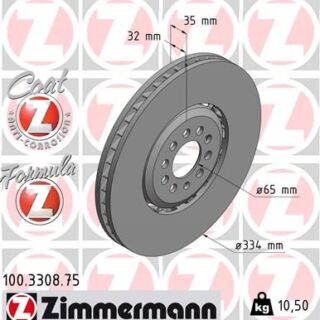 2 DISQUES SUR BOL AVANT ZIMMERMANN 334X32MM 100.3307.75  VW GOLF 4 R32 3.2 R32 AUDI TT 8N 3.2 R32
