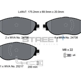 4 PLAQUETTES AVANT DE FREIN PAGID STREET+ T8192  VW GOLF VII (5G1, BQ1, BE1, BE2) 2.0 GTI - 220 / 245 300 SEAT LEON (5F1) 2.0 Cupra 280 290